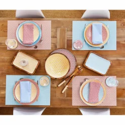 Best Bjorn 6 Assiettes à dessert Pattern Color bleu clair/rouge/jaune - D.21 cm