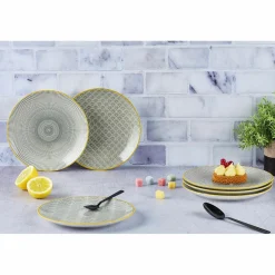 Bjorn 6 Assiettes à dessert Pattern Eclipse gris anthracite - D.21 cm