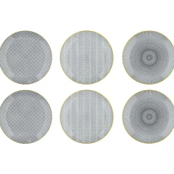 Bjorn 6 Assiettes à dessert Pattern Eclipse gris anthracite - D.21 cm