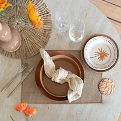 Novastyl 6 Assiettes CoupesArita 20.5Cm En GrèsMarron