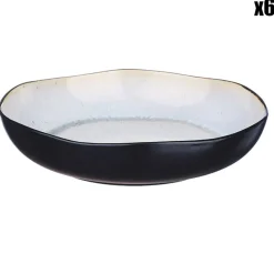 Bjorn 6 Assiettes creuses en Grès Iris blanc/ivoire - D.22.5 cm