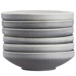 Bjorn 6 Assiettes creuses en Grès Stone gris clair - D.20 cm