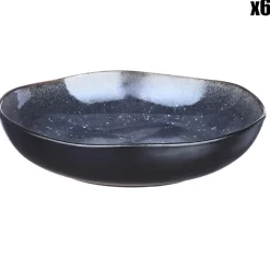 New Bjorn 6 Assiettes creuses en Grès Iris bleu foncé - D.22.5 cm