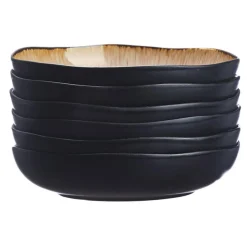 Outlet Bjorn 6 Assiettes creuses en Grès Iris beige/marron - D.22.5 cm