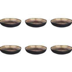 Outlet Bjorn 6 Assiettes creuses en Grès Iris beige/marron - D.22.5 cm