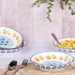 Outlet Bjorn 4 Assiettes creuses en Porcelaine Napoli multicolore - D.21,5 cm