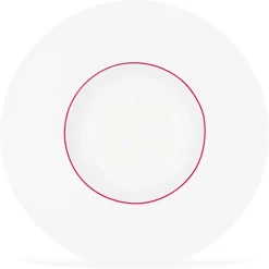 Fauchon 6 Assiettes creuses en Porcelaine Ligne blanches - D.30 cm