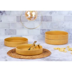 Discount Bjorn 4 Assiettes Creuses Scandi jaune ocre - 100 cl