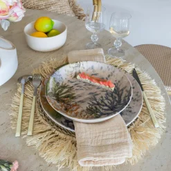 Novastyl 6 Assiettes CreusesCorfou 20.5Cm En GrèsBleu