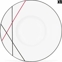 Fauchon 6 Assiettes dessert en Porcelaine Bistrot blanches - D.20 cm