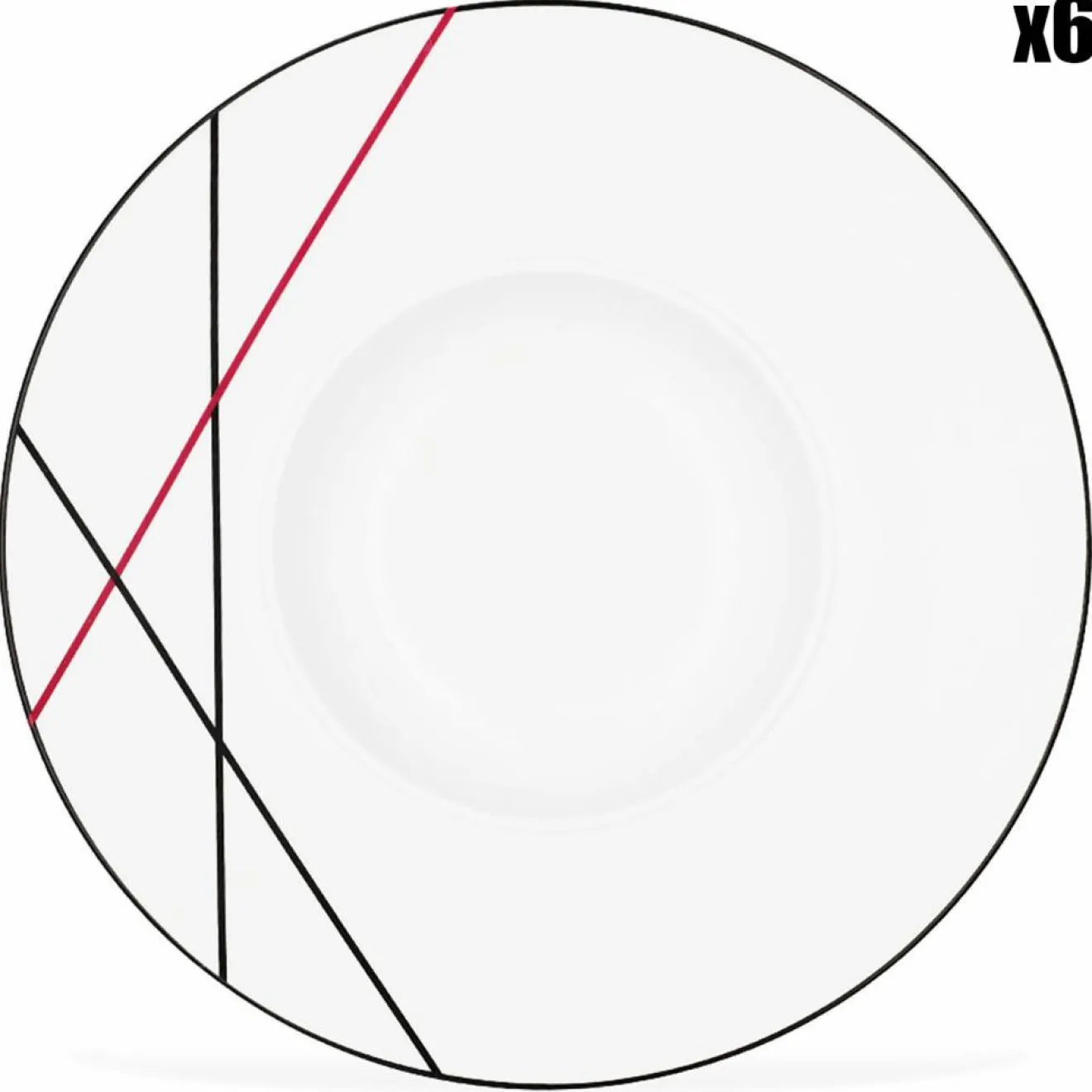 Fauchon 6 Assiettes dessert en Porcelaine Bistrot blanches - D.20 cm