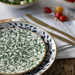 Novastyl 6 Assiettes DessertsHéraclée 19Cm En GrèsDécor Vert