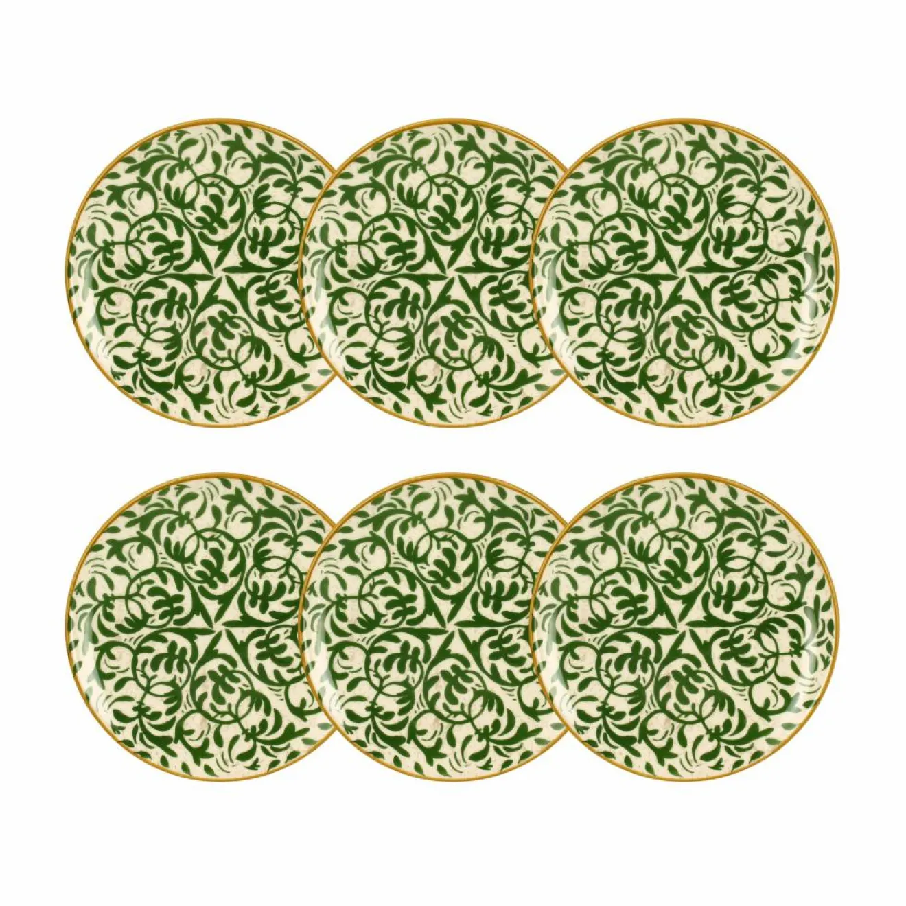 Novastyl 6 Assiettes DessertsHéraclée 19Cm En GrèsDécor Vert