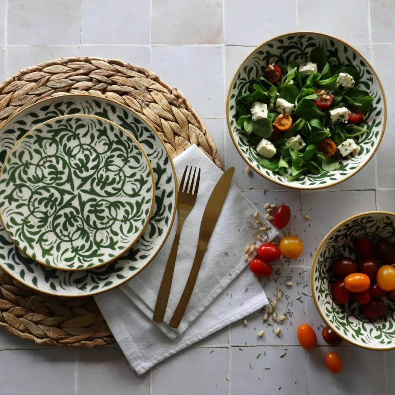 Novastyl 6 Assiettes DessertsHéraclée 19Cm En GrèsDécor Vert