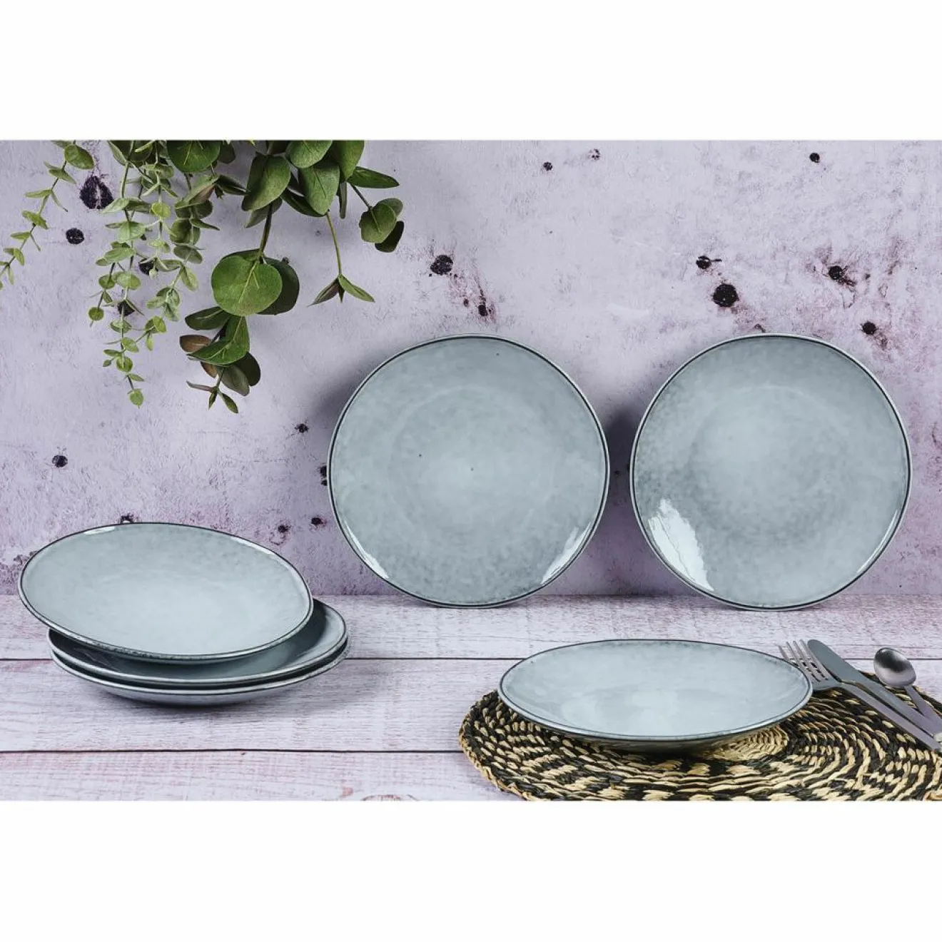 Bjorn 6 Assiettes en Grès dessert Cloud gris clair - D.21.5 cm