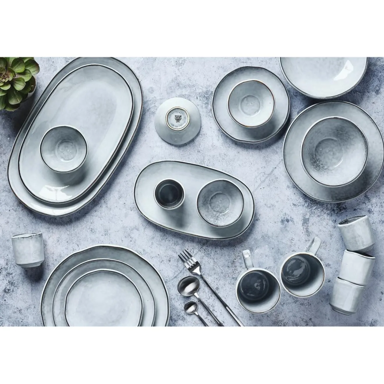 Bjorn 6 Assiettes en Grès dessert Cloud gris clair - D.21.5 cm