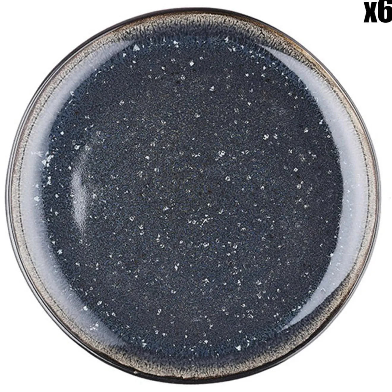 Best Bjorn 6 Assiettes en Grès dessert Iris bleu foncé - D.21.5 cm