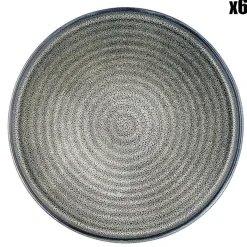 Bjorn 6 Assiettes en Grès dessert Zen gris/bleu - D.22 cm