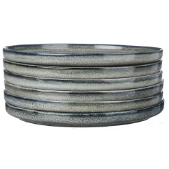 Bjorn 6 Assiettes en Grès dessert Zen gris/bleu - D.22 cm