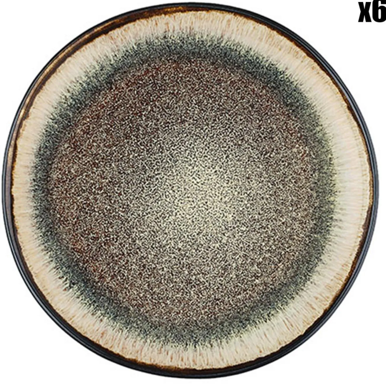 Discount Bjorn 6 Assiettes en Grès Iris beige/marron - D,16 cm