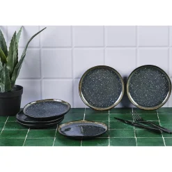 Discount Bjorn 6 Assiettes en Grès Iris bleu foncé - D.16 cm