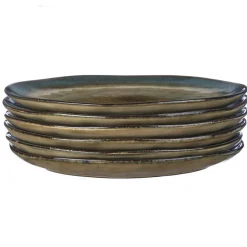 Bjorn 6 Assiettes en Grès Island kaki/bleu - D.28 cm