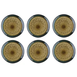 Bjorn 6 Assiettes en Grès Island kaki/bleu - D.28 cm