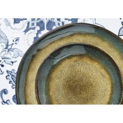 Bjorn 6 Assiettes en Grès Island kaki/bleu - D.20.5 cm