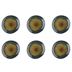 Bjorn 6 Assiettes en Grès Island kaki/bleu - D.20.5 cm