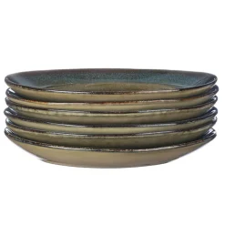 Bjorn 6 Assiettes en Grès Island kaki/bleu - D.20.5 cm