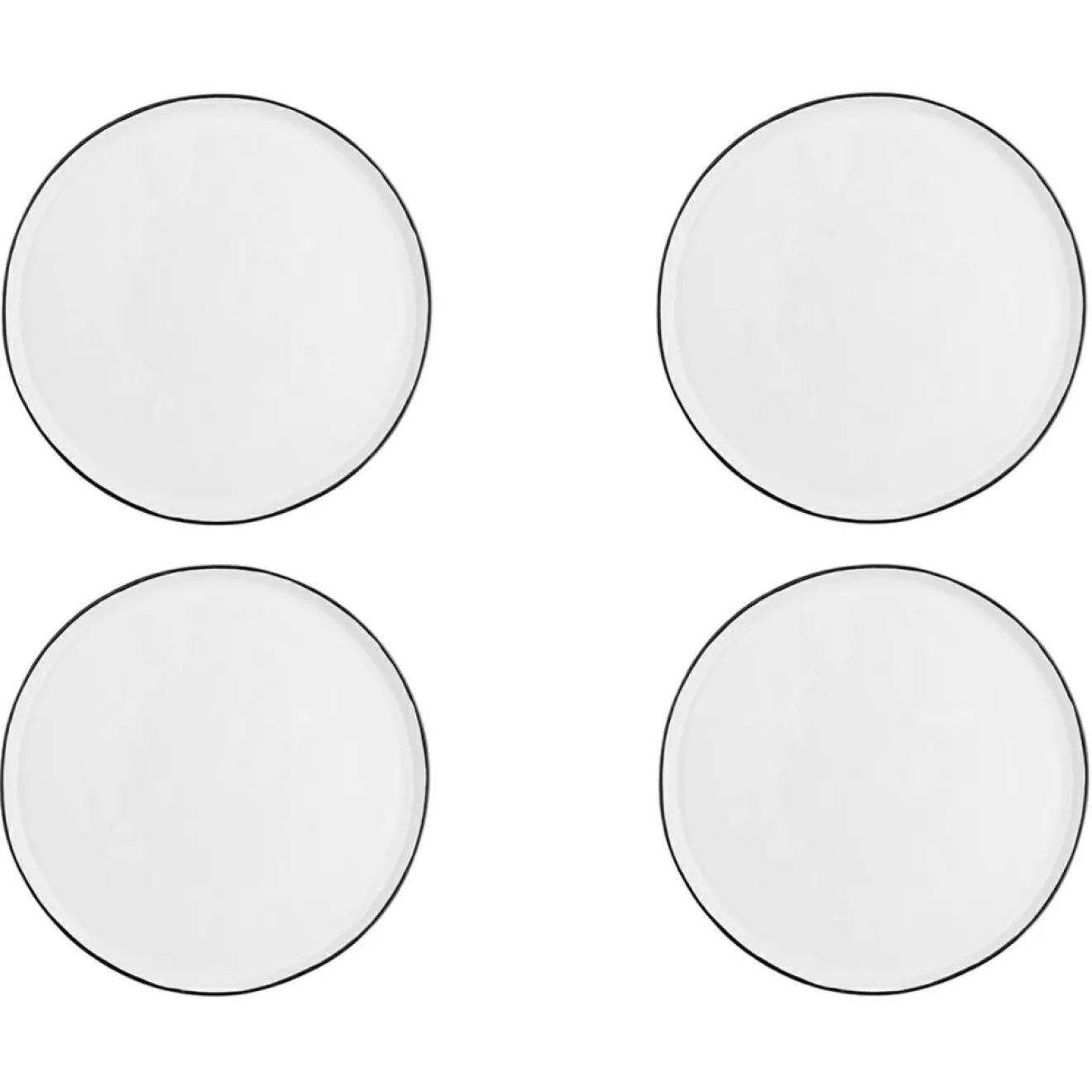 Clearance Bjorn 4 Assiettes en Grès Napoli blanc neige - D.27 cm