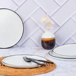 Sale Bjorn 4 Assiettes en Grès Pure blanc neige - D.21 cm