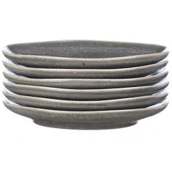 Discount Bjorn 6 Assiettes en Grès Stellar gris/anthracite - D.18 cm