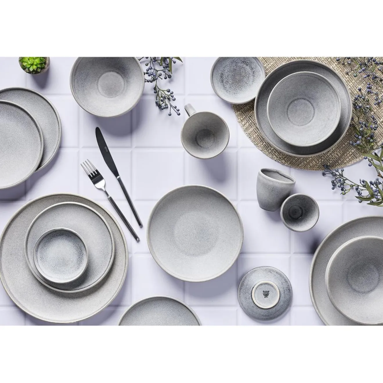 Discount Bjorn 6 Assiettes en Grès Stone gris clair - D.19 cm