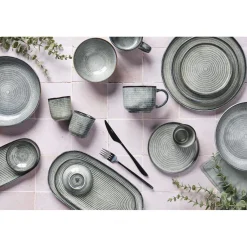 Bjorn 6 Assiettes en Grès Zen gris/bleu - D.17 cm
