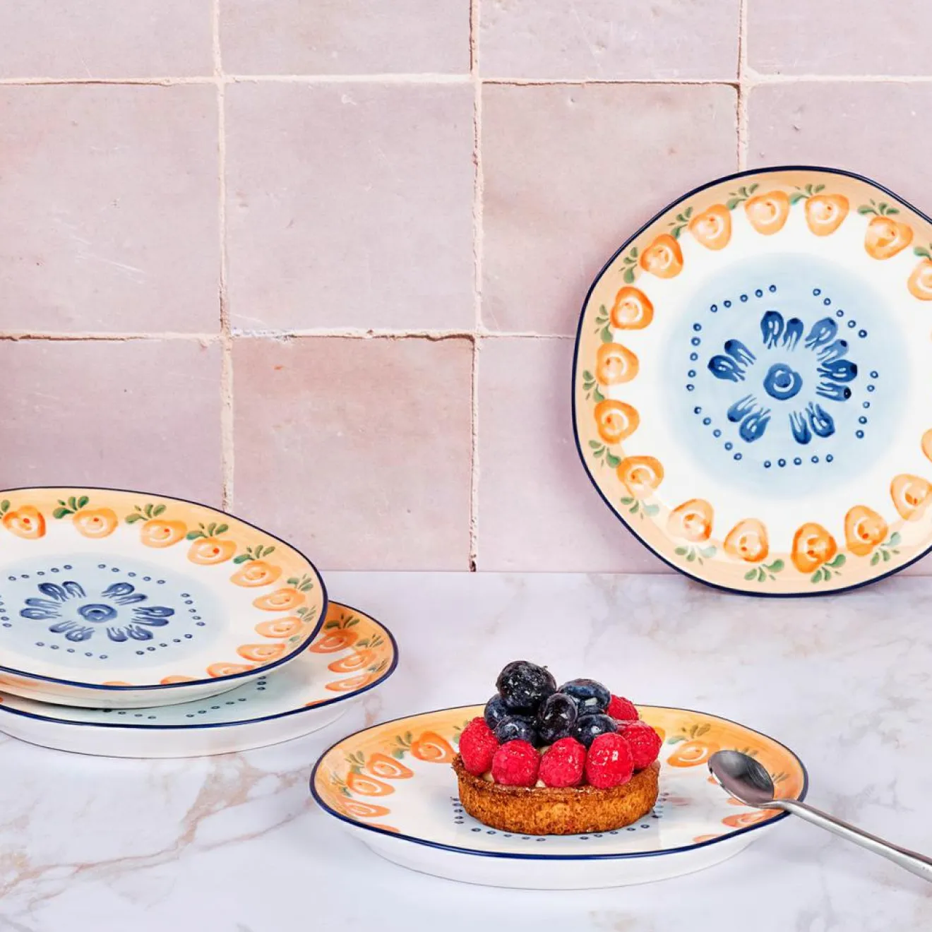 Bjorn 4 Assiettes en Porcelaine Napoli multicolores - D.20 cm