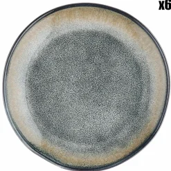 Hot Bjorn 6 Assiettes Genesis bleu/gris kaki - D.20.5 cm