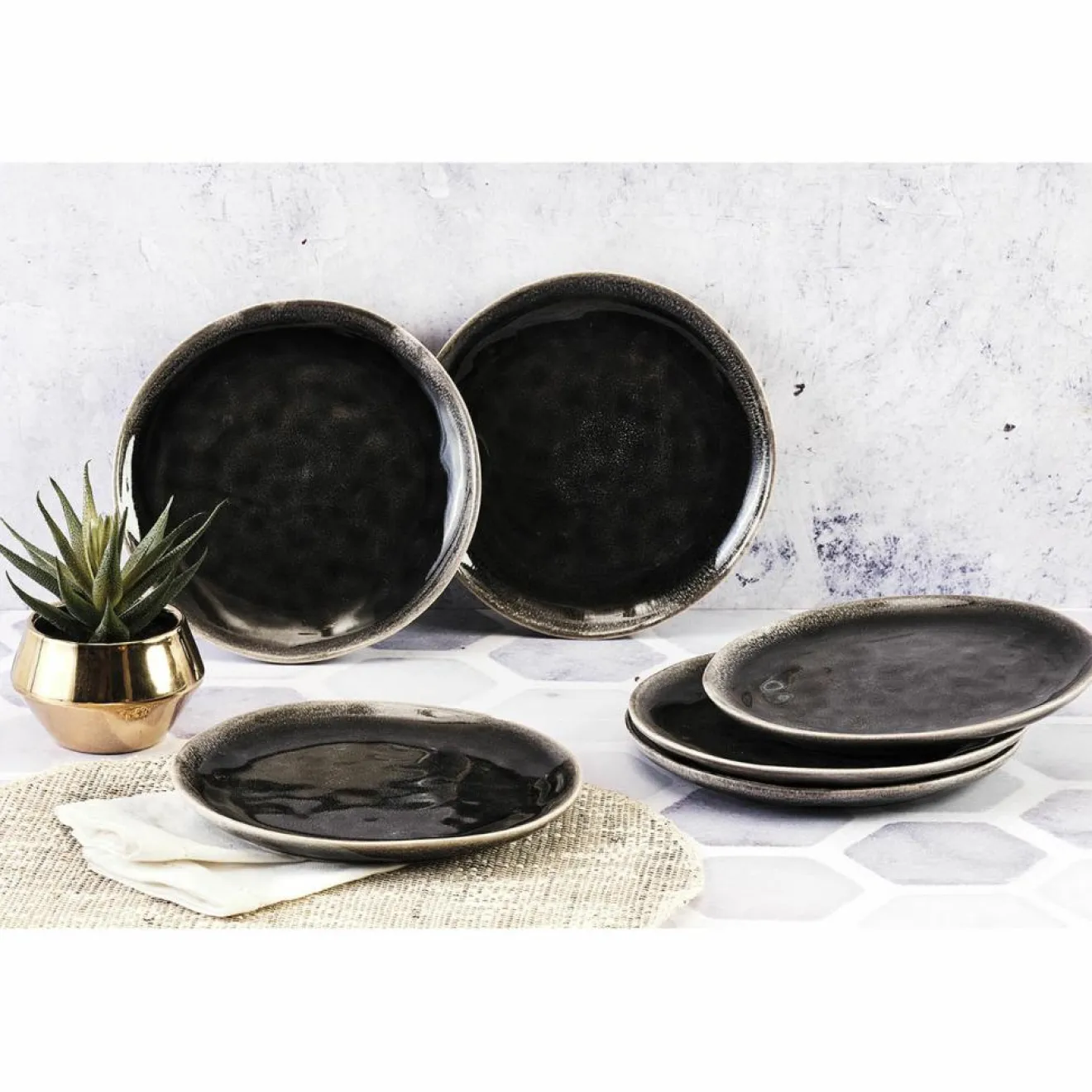 Bjorn 6 Assiettes Moon noires - D.21 cm