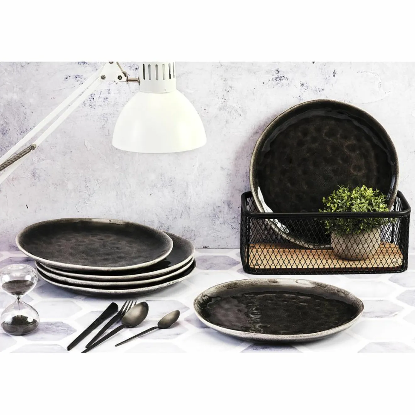 Clearance Bjorn 6 Assiettes Moon noires - D.28.5 cm