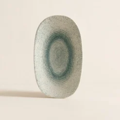 Novastyl 6 Assiettes OvalesAqua 23.5X13.5Cm EnPorcelaine Blanc Et Bleu