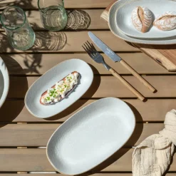 Novastyl 6 Assiettes OvalesNuance 23.5X13.5Cm EnPorcelaine Blanc