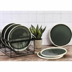 Discount Bjorn 6 Assiettes Oxygen gris/vert bouteille/beige - D.27 cm