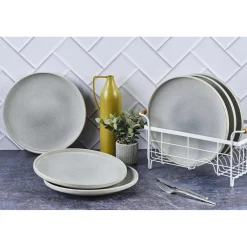 Bjorn 6 Assiettes plates en Grès Stone gris clair - D.27.5 cm