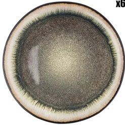Outlet Bjorn 6 Assiettes plates en Grès Iris beige/marron - D.26 cm