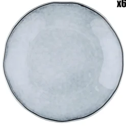 New Bjorn 6 Assiettes plates en Grès Cloud gris clair - D.27 cm