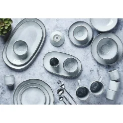 New Bjorn 6 Assiettes plates en Grès Cloud gris clair - D.27 cm