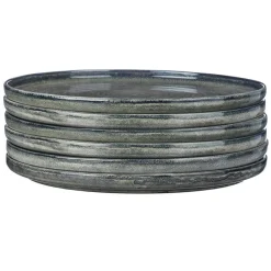 Bjorn 6 Assiettes plates en Grès Zen gris/bleu - D.28 cm