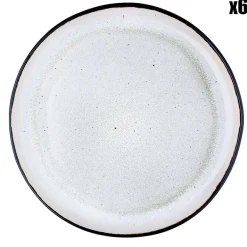 Bjorn 6 Assiettes plates en Grès Iris blanc/ivoire - D.26 cm