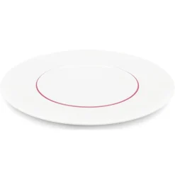 Fauchon 6 Assiettes plates en Porcelaine Ligne blanches - D.29 cm