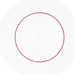 Fauchon 6 Assiettes plates en Porcelaine Ligne blanches - D.29 cm